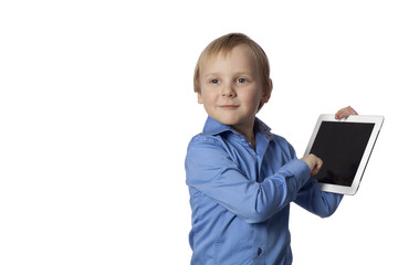 boy with touch screen