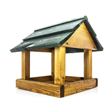 Wooden Bird House Feeder