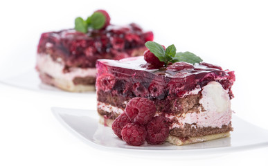 Homemade Raspberry Tart on white