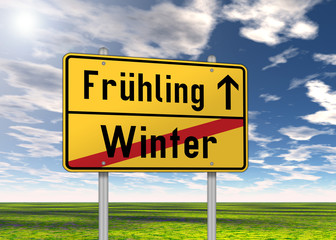 Ortsschild "Frühling / Winter"