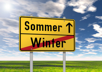Ortsschild "Sommer / Winter"