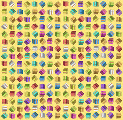 Gift pattern on yellow background.