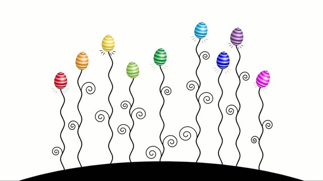 Ostereier in Regenbogenfarben als Blumendolden