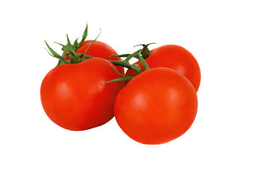 Four red tomato on white background