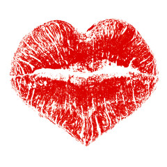 Lipstick kiss in heart shape