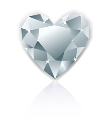 Shiny heart diamond with reflection