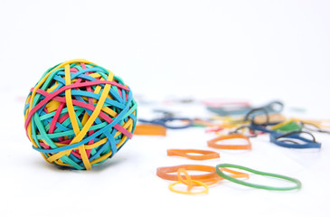 Brightly coloured Rubber band Ball