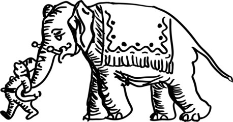 Fototapeta na wymiar Mężczyzna prowadzi słonia