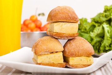 Pile of sandwiches of Spanish tortilla (omelette)