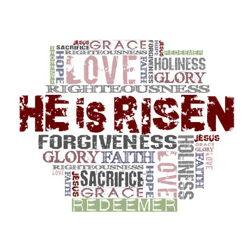 He Is Risen  Religious Words isolated on white