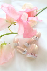 Nail chips with sweet pea for manicure image