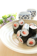 japanese food, Mentaiko sushi roll