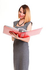 Beautiful stylish woman in elegant grey dress