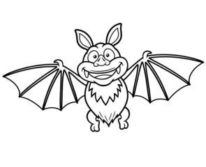 Vector illustration of Cartoon bat - Coloring book