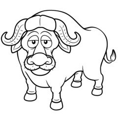 Vector illustration of African buffalo cartoon