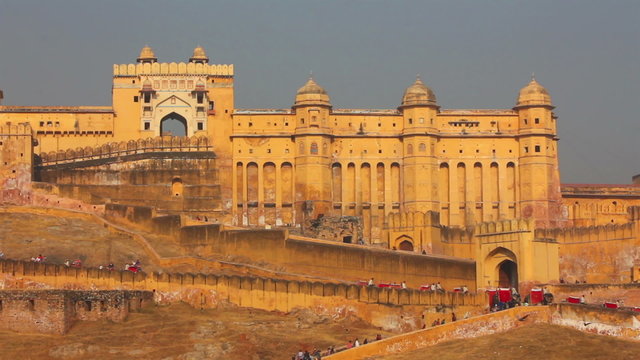 elephants going to fort in Jaipur India