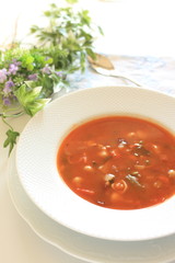 minestrone soup and flower