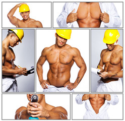 Hot worker in unofirm with drill