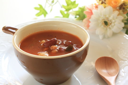 minestrone soup and flower