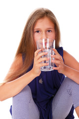 Portrait of girl who is drinking water