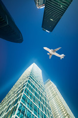 Fototapeta premium looking up at the modern office buildings