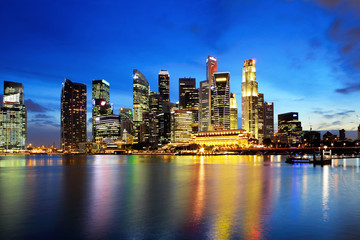 Fototapeta na wymiar Singapur panoramę miasta nocą