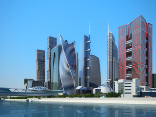 Futuristic buildings in Moscow City