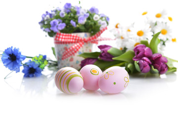 flowers and easter eggs