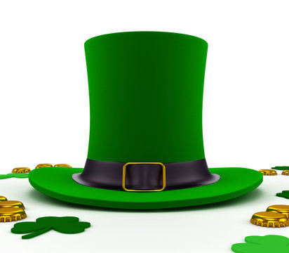 pot leprechaun on St. Patrick's Day with beer caps
