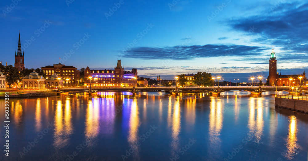 Canvas Prints evening panorama of stockholm, sweden