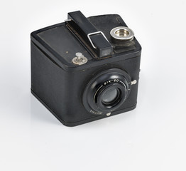 vintage camera on white background.