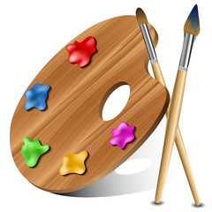 Painting palette with brushes