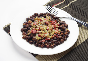 Gray peas with bacon and sausage