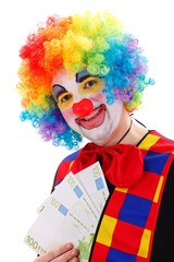 Clown showing big money