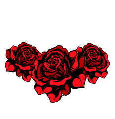 Tree red vector roses isolated