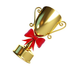 gift gold trophy cup 3d Illustrations on a white background