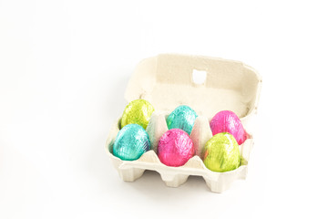 Carton of easter eggs