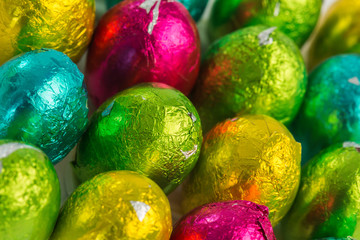 Colourful easter eggs overhead