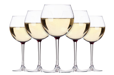 glass of white wine set isolated