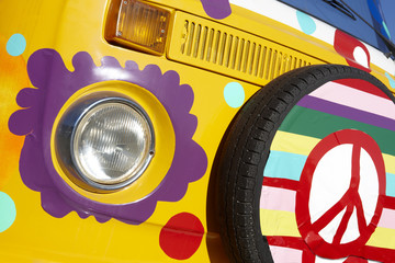 Van with hippie style - obrazy, fototapety, plakaty