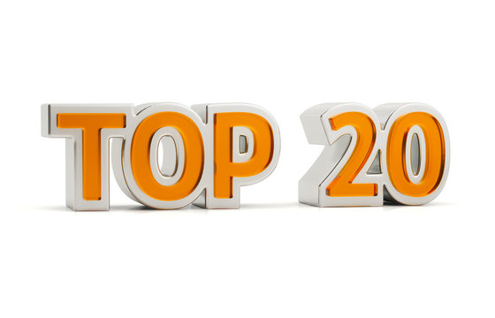 Isolated 3d golden text "TOP 20" render
