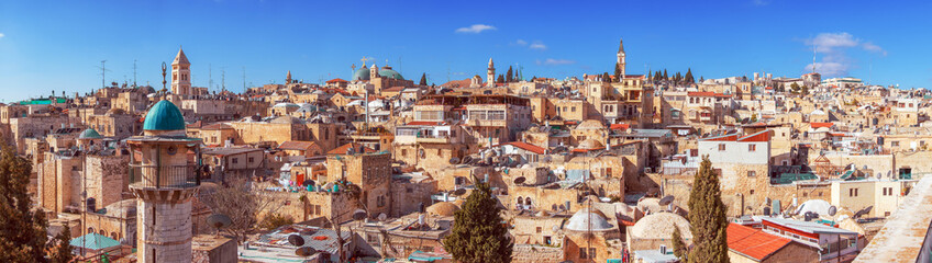 Obraz premium Panorama - dachy Starego Miasta w Jerozolimie