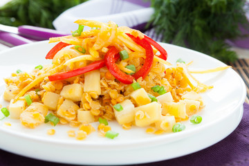 boiled lentils with roasted vegetables