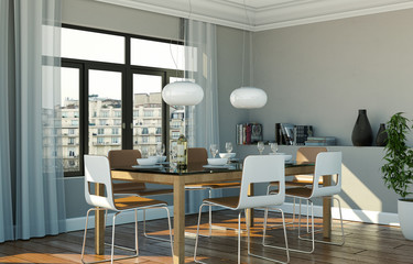 modernes Esszimmer in Stadtwohnung