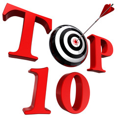 top ten red word with target and arrow
