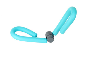 A blue body exercising flexor, isolated on white background