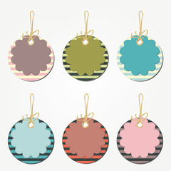 Set of floral price tags with stripes