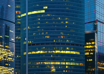   skyscraper illuminated at night © JackF