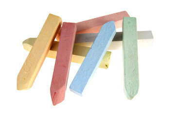 color chalks  on  white background