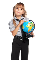 Little girl with globe